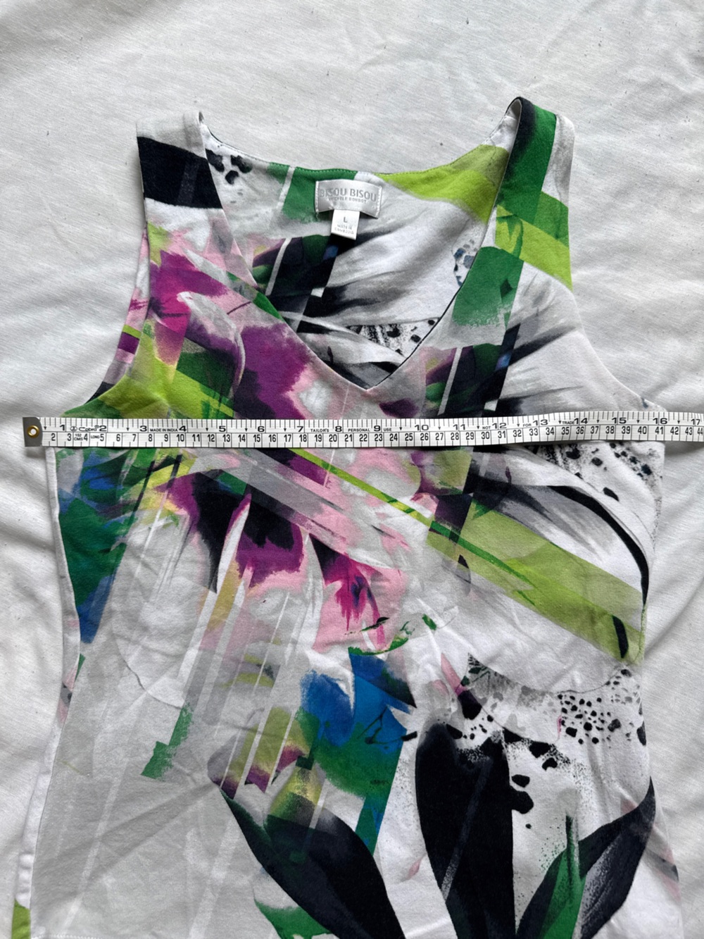 Vintage Y2K Bisou Bisou Michele Bohbot Abstract Floral Tank top Lg - Picture 3 of 4